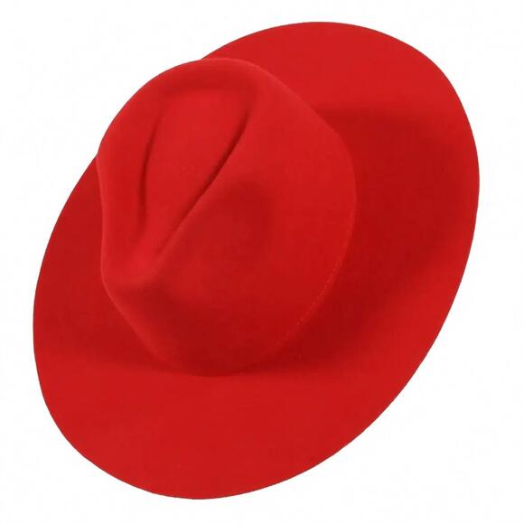 NEW AMERICAN HAT MAKERS women\'s rancher fedora hat in red